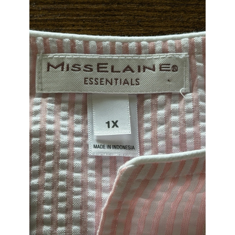 Miss Elaine Pink Seersucker Robe Mumu Long Zip Front Smocked Embroidered XL - Picture 5 of 7